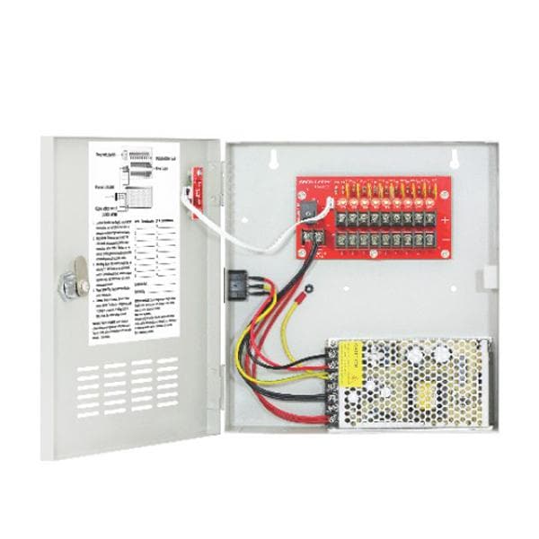 Switching CCTV Power Supply. 9 Outputs, 10 Amps, PTC fuses, individual status LEDs for ea